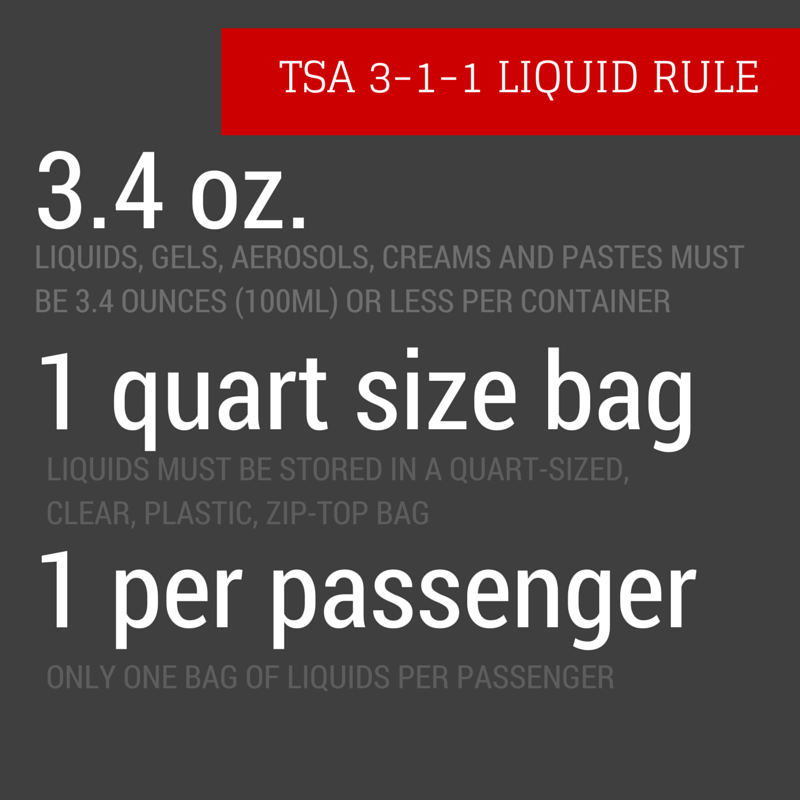 What is the 3-1-1 liquids rule?