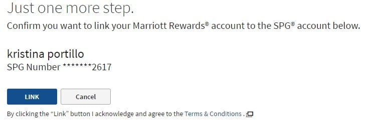 link marriott and SPG account