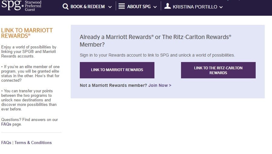link marriott and SPG account