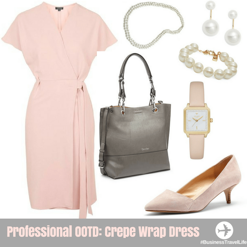 Business Travel Outfit of the Week: Crepe Wrap Dress in Nude - Business ...